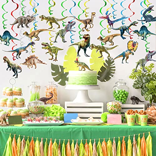 Cool 3D Dinosaur Hanging Swirls Banner 30 Sets Dino Garden Banner Party Decoration for Kids Dinosaur Theme Birthday Party Supplies Baby Shower Spiral Streamers Home Room Ceiling Wall Backdrop Decor