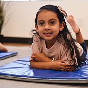 ECR4Kids Everyday 3-Fold Daycare Rest Mat, Blue and Grey (1" Thick)