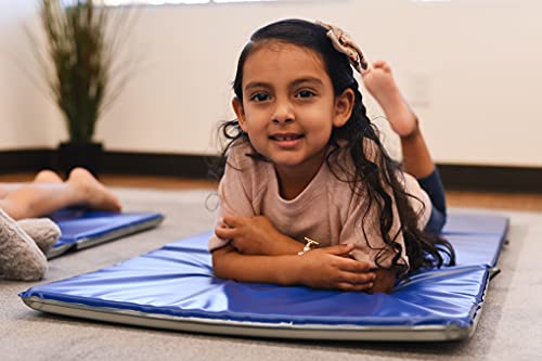 ECR4Kids Everyday 3-Fold Daycare Rest Mat, Blue and Grey (1" Thick)