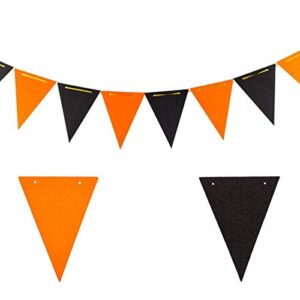 tim&lin 20 feet double sided orange black glitter pennant banner – paper triangle flags bunting – party decoration supplies – great for birthday, or any parties events, (one 20 feet or two 10 feet)