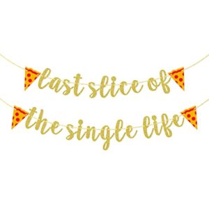 last slice of the single life banner, bachelorette pizza party banner, pizza party decorations, gold glitter