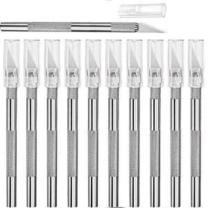 15 packs hobby knife precision knife set, stainless steel precision cutter refill craft knife for phone repair, art, hobby, scrapbooking, stencil (silver)