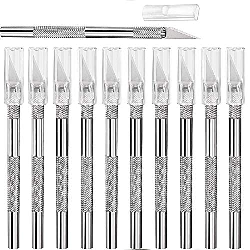 15 Packs Hobby Knife Precision Knife Set, Stainless Steel Precision Cutter Refill Craft Knife for Phone Repair, Art, Hobby, Scrapbooking, Stencil (Silver)