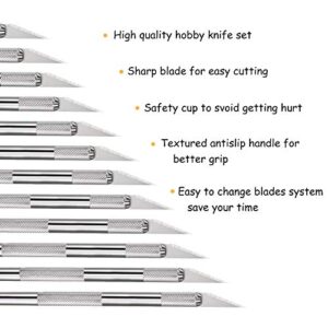 15 Packs Hobby Knife Precision Knife Set, Stainless Steel Precision Cutter Refill Craft Knife for Phone Repair, Art, Hobby, Scrapbooking, Stencil (Silver)