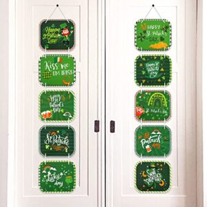 st patricks day decorations, augshy patricks day party decorations indoor outdoor, front door porch signs 10pcs green irish shamrock st patricks day banners for saint paddy’s hanging decor