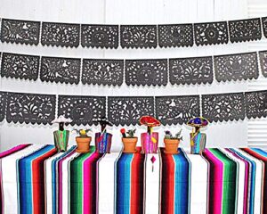 5 pack cinco de mayo party decorations, papel picado banner 60 ft long, fiesta black tissue paper garland, mexican decorations, weddings, quinceaneras, birthdays, fiesta party supplies, ws250