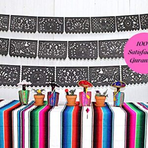 5 Pack Cinco de Mayo Party Decorations, Papel Picado Banner 60 ft Long, Fiesta Black tissue PAPER garland, Mexican Decorations, Weddings, Quinceaneras, Birthdays, Fiesta party supplies, WS250