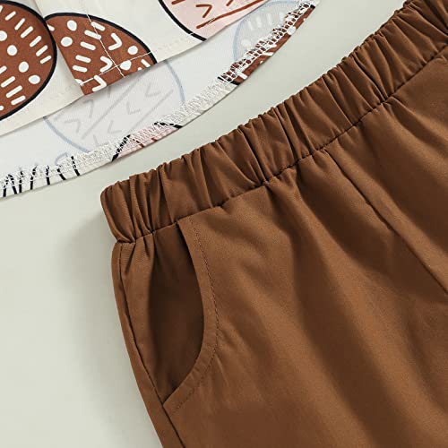 Xiaodriceee Toddler Baby Boy Easter St.Patrick's Day Outfit Short Sleeve Button Shirt Shorts Set Fashion Boys Summer Clothes (Easter Egg Brown,12-18 Months)