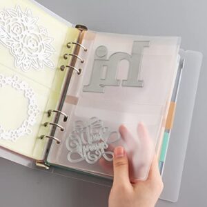 Loose-Leaf Detachable Die Storage Book Binder Die and Stamp Storage Folder Page Protectors Pockets 1 Cover,5 Pieces 1/2/3/4 Pockets Inserts with 5 Colors Dividers Set for Craft Stencils Storage Album