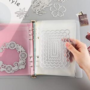 Loose-Leaf Detachable Die Storage Book Binder Die and Stamp Storage Folder Page Protectors Pockets 1 Cover,5 Pieces 1/2/3/4 Pockets Inserts with 5 Colors Dividers Set for Craft Stencils Storage Album