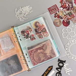 Loose-Leaf Detachable Die Storage Book Binder Die and Stamp Storage Folder Page Protectors Pockets 1 Cover,5 Pieces 1/2/3/4 Pockets Inserts with 5 Colors Dividers Set for Craft Stencils Storage Album