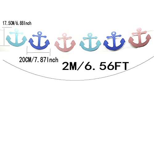 Anchor Banner Nautical Party Themed Hanging Garland Party Banner Rose Gold Blue Green Theme Party Decor Anchor Cruise Banner Bachelorette Cruise Decorations Pre-Strung