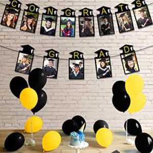 2 PCS 2022 Graduation Photo Banner Black Glittery Congrats Grad We are So Proud of You Garland Graduation Party Decorations Supplies