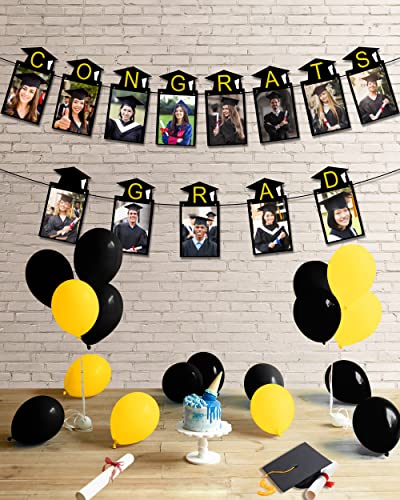 2 PCS 2022 Graduation Photo Banner Black Glittery Congrats Grad We are So Proud of You Garland Graduation Party Decorations Supplies