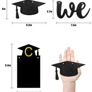 2 PCS 2022 Graduation Photo Banner Black Glittery Congrats Grad We are So Proud of You Garland Graduation Party Decorations Supplies