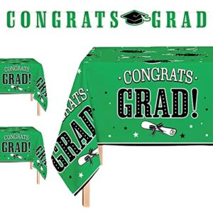 oojami 3 pack table cover graduation tableloths graduation party large size 54″ x 108″ includes 1 congrats grad banner decorations for class of 2023 (green)