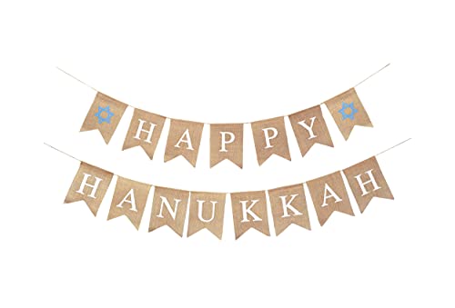 Mandala Crafts Happy Hanukkah Banner for Hanukkah Decorations Outdoor Indoor Hanukkah Decor – Chanukah Banner for Chanukah Decoration