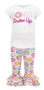 unique baby girls donut grow up birthday ruffle pant outfit (2t)