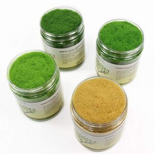 CFA6 4 x 35g Mixed 5mm Static Grass Terrain Powder Green Fake Grass Fairy Garden Miniatures Landscape Artificial Sand Table Model Railway Layout