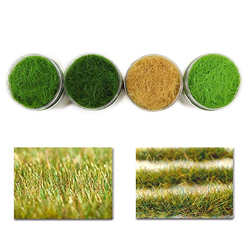 CFA6 4 x 35g Mixed 5mm Static Grass Terrain Powder Green Fake Grass Fairy Garden Miniatures Landscape Artificial Sand Table Model Railway Layout