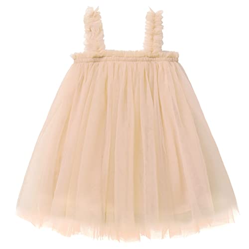 Girls Tutu Flower Girl Dress Tulle Dress Baby Outfit Toddler Christmas Baby Dress, 18-24 Months Champagne