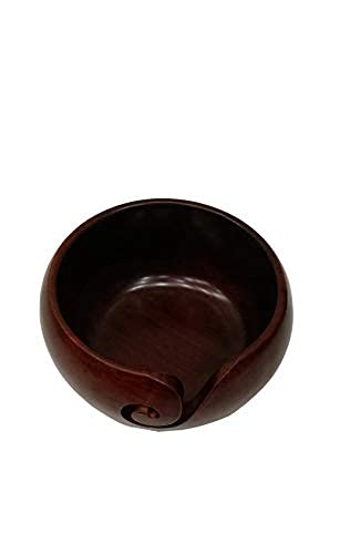 Indian Glance Wooden Yarn Storage Bowl with Carved Holes & Drills Knitting Crochet Accessories, Beautiful Gifts on All Occasions for Moms and Grandmothers (6x3)