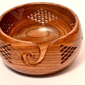 VETERIS Crafted Yarn Storage Bowls with Decorative Carved Handmade Grills - Knitting & Crochet Accessories Supplies