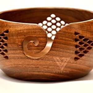 VETERIS Crafted Yarn Storage Bowls with Decorative Carved Handmade Grills - Knitting & Crochet Accessories Supplies