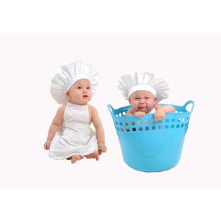 CHEFSKIN Baby Toddler Chef Hat Fully Adjustable Real Fabric Soft and Comfortable (White)