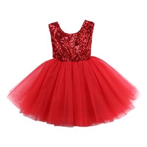 toddler baby girl valentine’s day outfit heart sequins backless tutu dress little valentine princess dress (red, 2-3y)