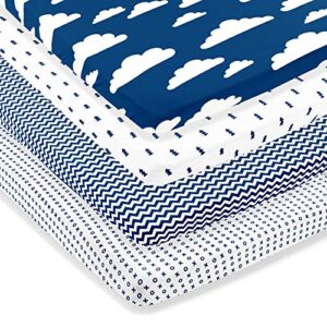 pack n play sheets – premium pack and play sheets 4 pack – 100% super soft jersey knit cotton playard mattress sheets – portable playpen fitted play yard mini crib sheet for boy & girl (24 x 38 x 5)