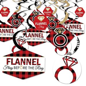 big dot of happiness flannel fling before the ring – buffalo plaid bachelorette party hanging decor – party decoration swirls – set of 40