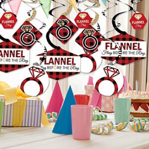 Big Dot of Happiness Flannel Fling Before the Ring - Buffalo Plaid Bachelorette Party Hanging Decor - Party Decoration Swirls - Set of 40