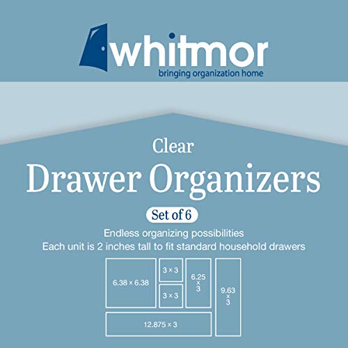 Whitmor Clear-Set Includes 6 Individual Pieces Modular Drawer Organizers, Set of 6