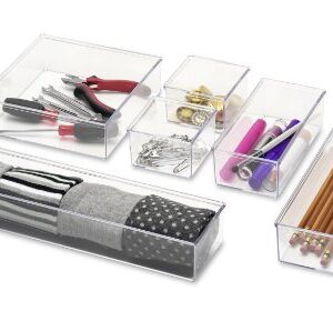 Whitmor Clear-Set Includes 6 Individual Pieces Modular Drawer Organizers, Set of 6