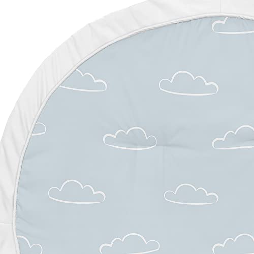 Sweet Jojo Designs Blue Clouds Boy Baby Playmat Tummy Time Infant Play Mat - Slate and White Cloud Sky for Vintage Airplane Aviator Aviation Collection