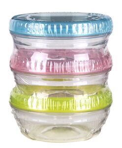 artbin 6942ad twisterz 3-pack, small art & craft organizers, 3.4 fluid oz, [3] interlocking plastic storage jars, clear with multicolored lids, large/short, multi colored, 3 piece