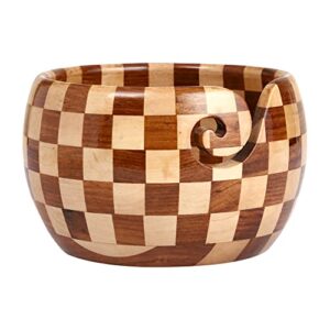 bhartiya handicrafts natural wooden yarn bowl | home decoration, for yarn storage bowl | yarn holder bowls for knitting (yarb bowl 2)