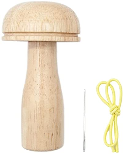 Wooden Darning Mushroom Household Needles Storage Container Portable Sewing Accessories, Darning Egg for Adults & Kids DIY, Handicraft Class, Travel, Home Darner