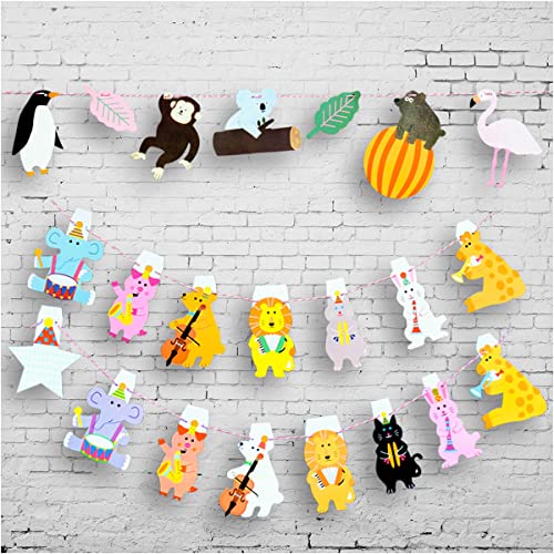 Woodland Creatures Banner 50FT Forest Animal Friends Garland Baby Shower Decor Birthday Party Supplies Decoration Wild Birthday Decorations Banner Garland with 34 PCS Animal and Characters Paper Cutouts
