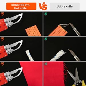 RONGTER Electric Hot Knife Rope Fabric Foam Fabric Cutter with 2 Blades Hot Knife 100W up to 932℉（500℃）, Hotwire Foam Cutter 110V, Cutting Tool for Fabrics Ropes Belts Foam Board Kt Board Leather