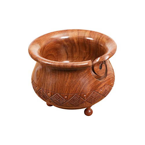 Winlay Wooden Yarn Bowl Empty Yarn Storage Organizer Bowl with Holes to Let Yarn Through, DIY Hand Craft Knitting Crochet Yarn Balls Storage Holder