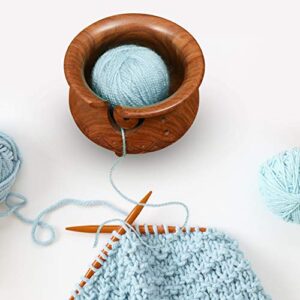 Winlay Wooden Yarn Bowl Empty Yarn Storage Organizer Bowl with Holes to Let Yarn Through, DIY Hand Craft Knitting Crochet Yarn Balls Storage Holder