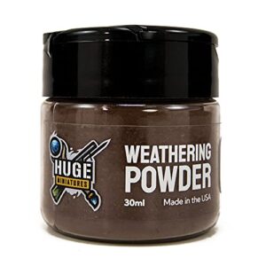 huge miniatures weathering powder, peat pigment for model terrain scenery and vehicles by huge minis – 30ml flip-top container