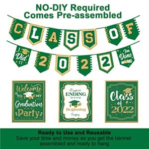 Graduation Party Decoration Set Congrats Grad Banner Class of 2022 Sign Party Supplies Centerpieces Decorations for High School Party (Green 2022)