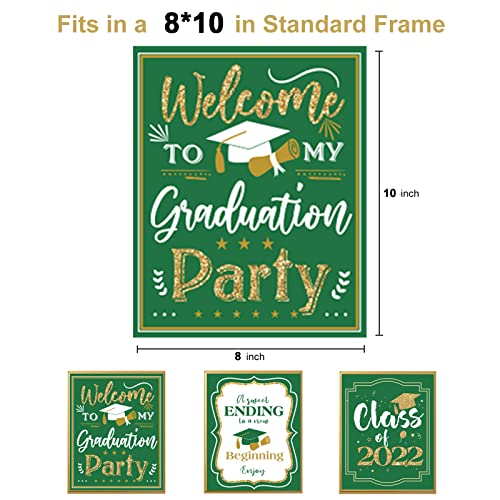 Graduation Party Decoration Set Congrats Grad Banner Class of 2022 Sign Party Supplies Centerpieces Decorations for High School Party (Green 2022)