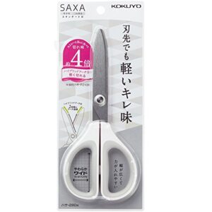 Kokuyo Saxa Scissors, White, Standard Blade, Symmetrical Handle for Both Right-Hand and Left-Hand, Japan Import (HASA-280W)