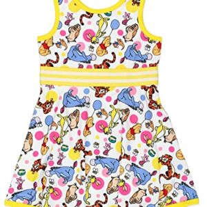 Winnie The Pooh Baby Toddler Girls Fit and Flare Ultra Soft Dress (18 Months, White/Yellow)