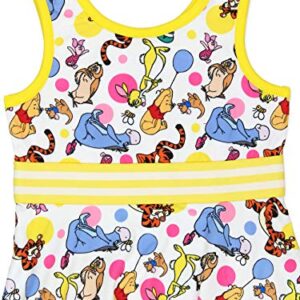 Winnie The Pooh Baby Toddler Girls Fit and Flare Ultra Soft Dress (18 Months, White/Yellow)