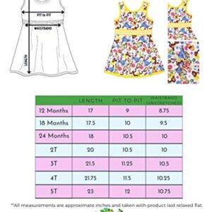 Winnie The Pooh Baby Toddler Girls Fit and Flare Ultra Soft Dress (18 Months, White/Yellow)